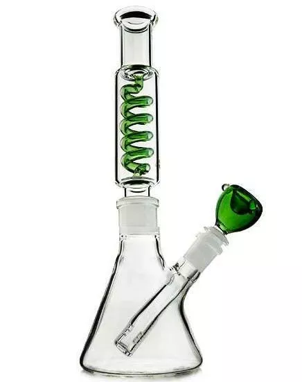 10 ” Spring Coil Straight Neck Glass Water Bong Pipe