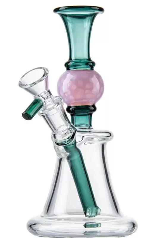 7 ” Green & Pink Design Glass Water Pipe