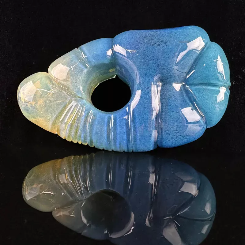 “Aqua, Cobalt, Yellow ” Artifact Handpipe by Shaggy
