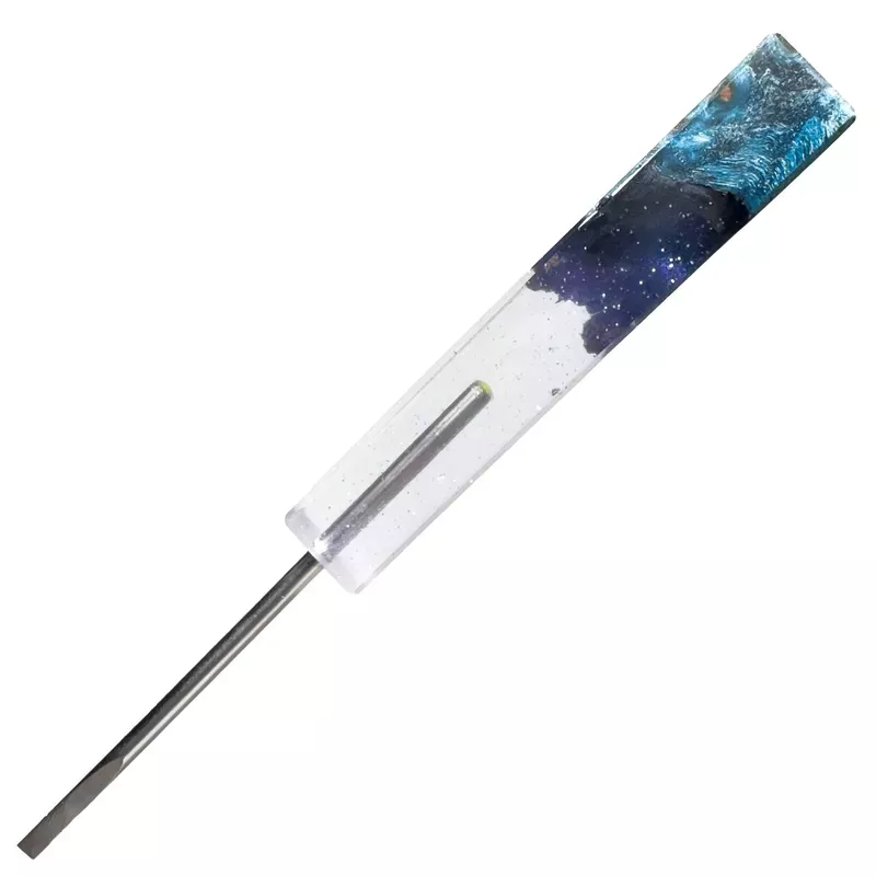 DunkinDabber – Flat Head Dabber – Clear Pourcasso Resin + Burl – 5 3/4 “