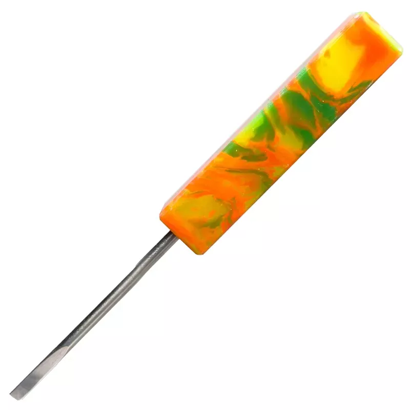 DunkinDabber – Flat Head Dabber – Dark Orange & Green Pourcasso UV – 4 7/8 “