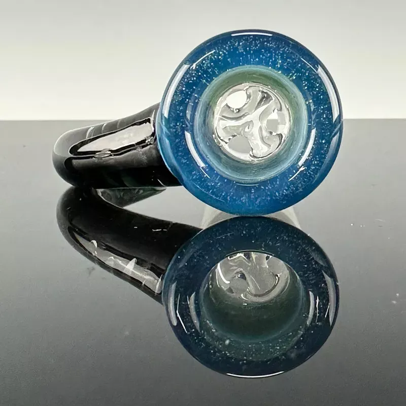 “Galaxy x Blue Slyme ” Full Accent 18mm 3 Hole Slide by Moose Glass