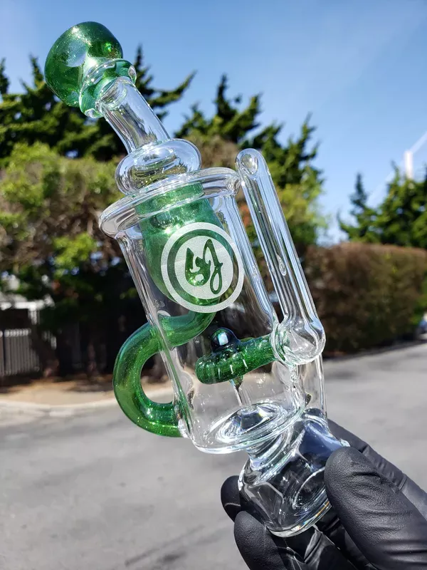 OJ – Klein Incycler Rig Attachment w/ Opal for Puffco Peak & Pro – Green Stardust