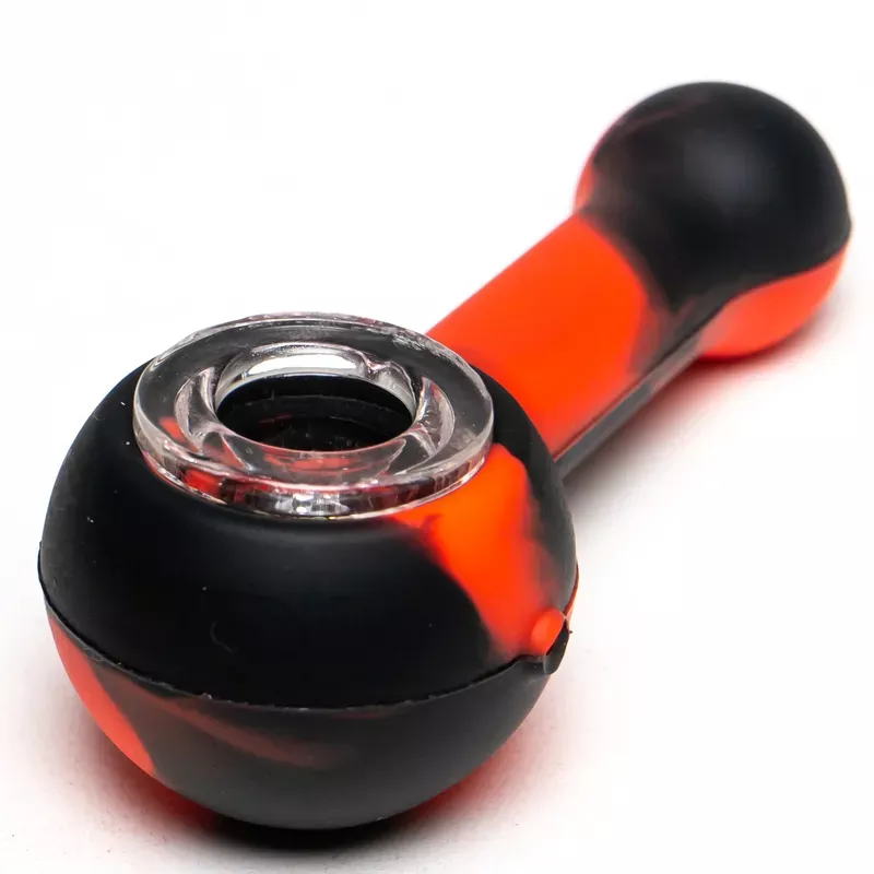 Shooters – 4 ” Silicone & Glass Hand Pipe – Red & Black